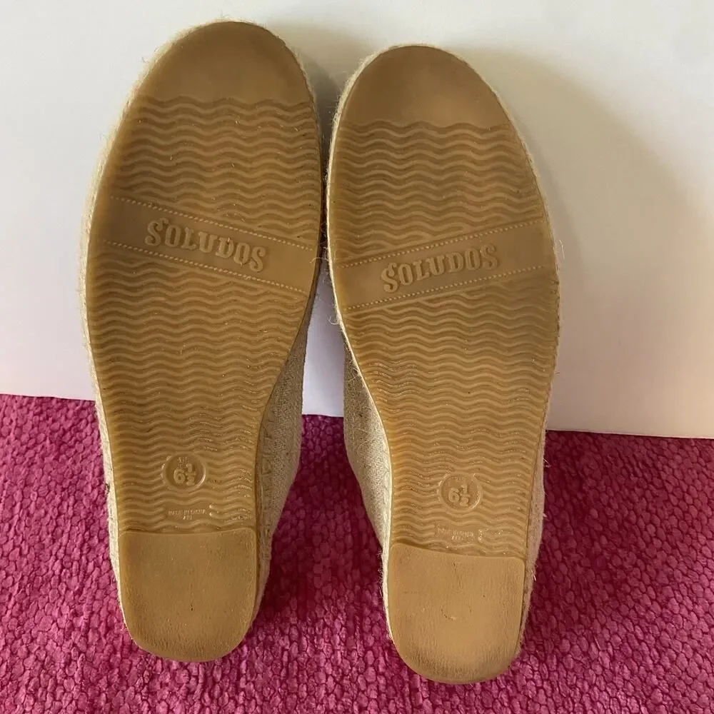 Soludos Espadrille Flats Embroidered Cactus Natural Beige Size 6.5